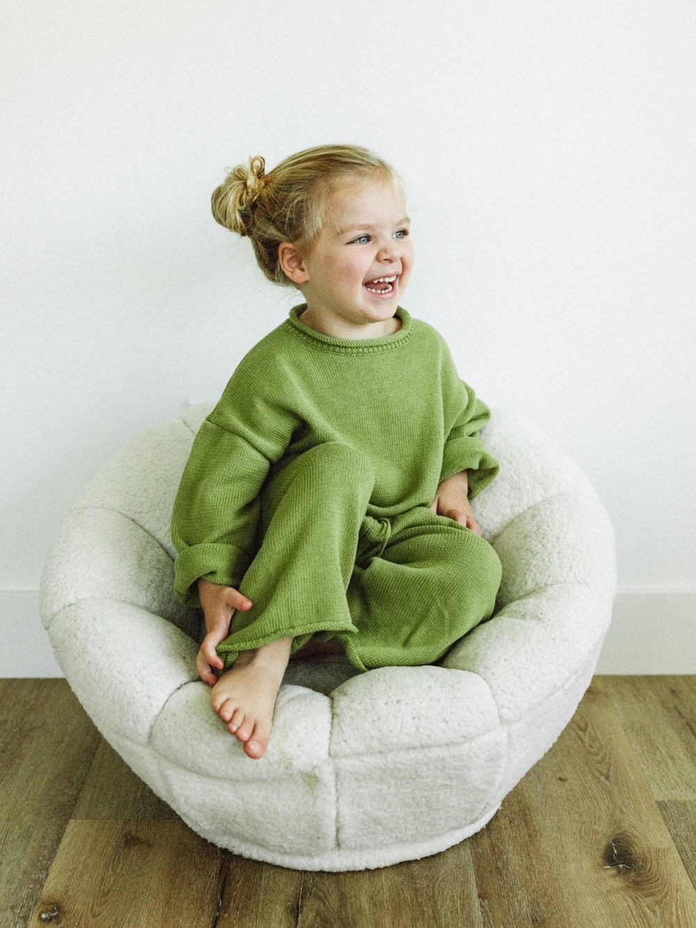 Fostered - Kids Green Cozy Knit Set - Soft Lounge Top & Pants